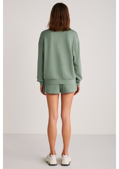 Ethıquet Maısıe Kadın Organik Pamuklu Comfort Fit Bisiklet Yaka Mint Yeşil Sweatshirt