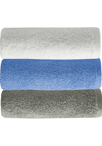3 Lü Düz Renk El Yüz Havlu Seti %100 Pamuklu 50x90 Cm Gri-mavi-beyaz Diğer