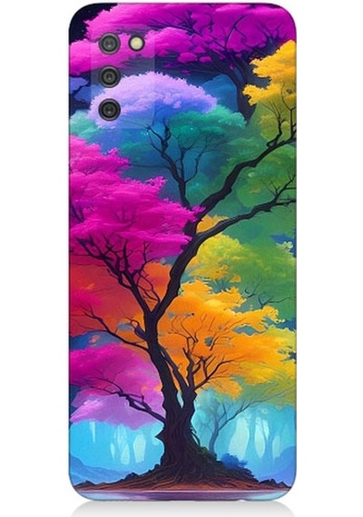 Samsung Galaxy A02s Uyumlu Renkli Hayat Ağacı Desenli Silikon Kılıf