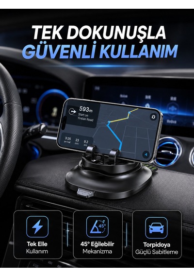 Gizlenebilir Telefon Numaralı Araç İçi Telefon Tutucu Torpido Üstü Telefon Standı - Lisinya St
