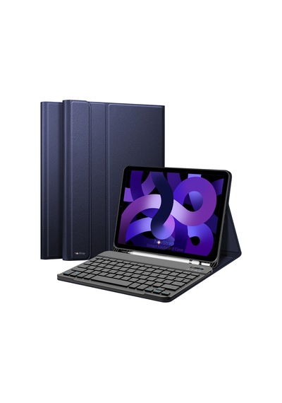NovStrap Apple Uyumlu iPad Air 4/5 Nesil 10.9 inç Bluetooth Klavyeli Kılıf Deri Kapaklı Standlı