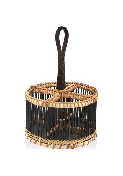 Bambu Kaşıklık Siyah 30x19x12 Cm Kahverengi - Siyah
