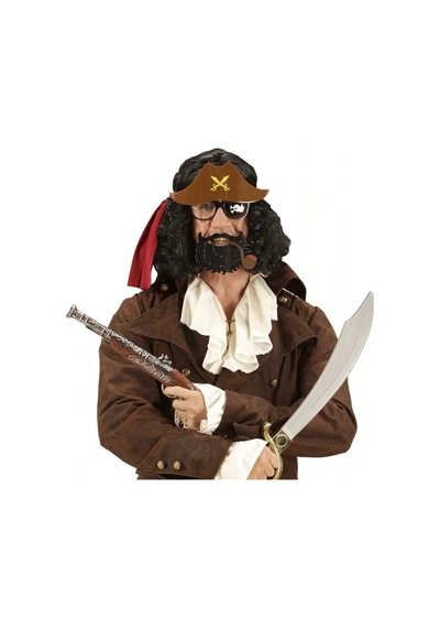 Himarry Kahve Renk Şapkalı Siyah Sakallı Pipolu Jack Sparrow Denizci Korsan Gözlüğü 24x25 Cm
