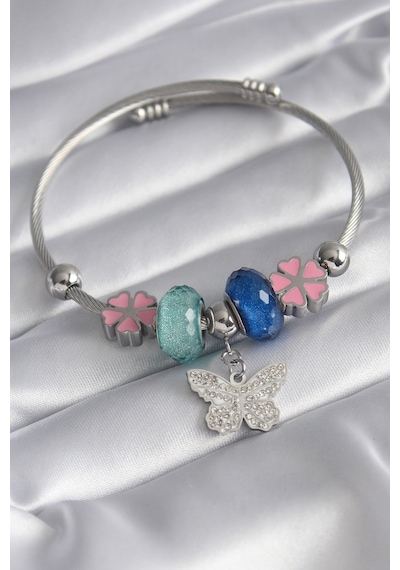 Gümüş Renk Kristal Taşlı Zirkon Taşlı Kelebek Figür Charm Model Kadın Bileklik - Tj-Bb5831 Çok Renkli Gümüş Renk Kristal Taşlı Zirkon Taşlı Kelebek Figür Charm Model Kadın Bileklik - Tj-Bb5831 Çok Renkli