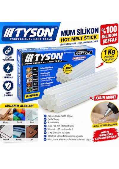 Tyson Mum Silikon Kalın Model 1 Kg Yaklaşık 35 Adet Extra Dayanıklı Kod: Tys 9124
