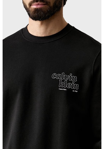 Calvin Klein % 100 Pamuk Logolu Regular Fit Bisiklet Yaka Sweat Lv04rg274gub1 Erkek Sweat Lv04rg274g Ub1 Siyah
