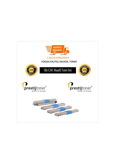 Prestijtonerr Oki C301 Uyumlu Takım Toner 4'Lü Set | C301 | C321Dn | Mc342Dn