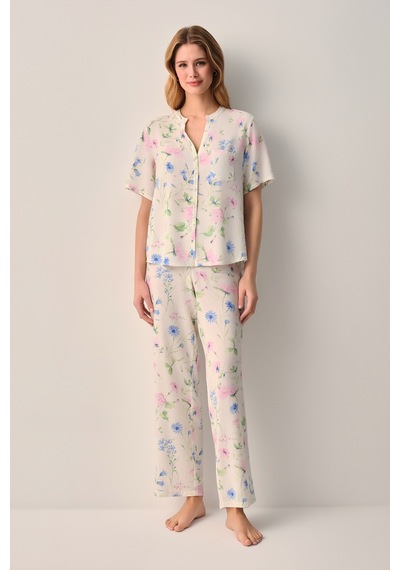 Suwen Magnolia Gömlek Yaka Pijama Takımı Sh26516660b338 Ekru