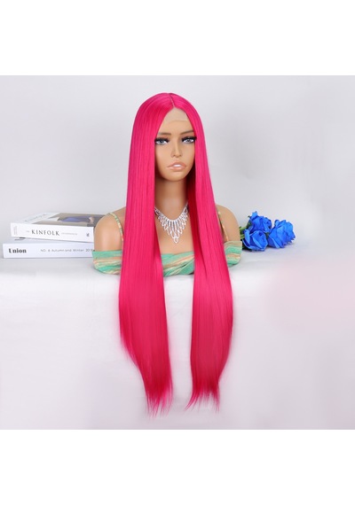 Koyu Pembe Ekstra Uzun Tül Peruk - Zmff-582412 Renkli