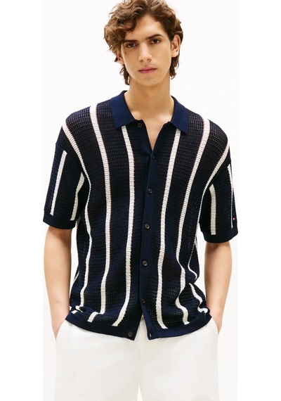 Tommy Hilfiger Vertıcal Strıpe Open, 0fa Lacivert Erkek Kazak