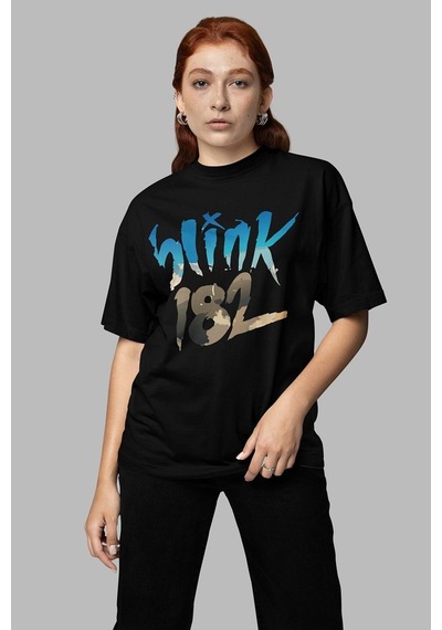 Sevbano Blink-182 Baskılı Unisex Oversize Rock Metal Müzik Grubu Tişört Siyah