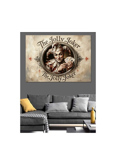 The Jolly Joker Klasik Amblem Yağlı Boya Dokulu Kanvas Tablo Canvas Tablosu