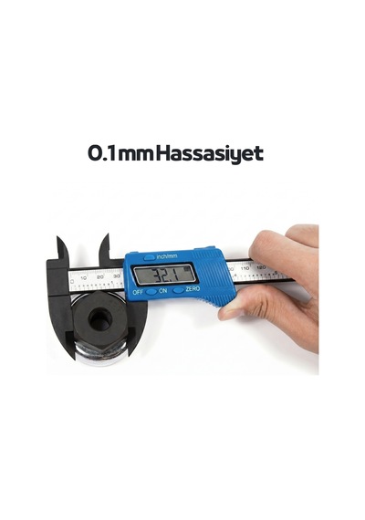 Ysb 150 Mm Karbon Fiber Dijital Kumpas - Mavi Kadran Profesyonel Seri - Pil + Yedek Pil Dahil