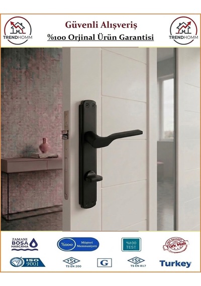 Grossavm Sedir Aynalı Wc Banyo Kapı Kolu - Mat Siyah - Wc Sağ