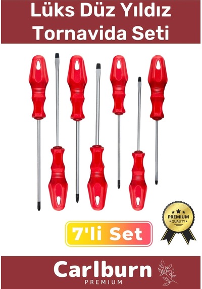 Premium Dayanıklı Taşınabilir Sağlam Ergonomik Vidalama Tamir Tadilat Düz Yıldız 7'li Tornavida Seti