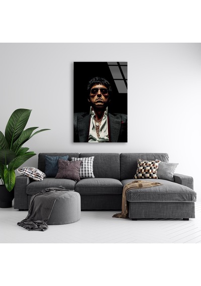 Scarface Portre Cam Tablo Efsane Film Temalı Duvar Dekoru 50x70