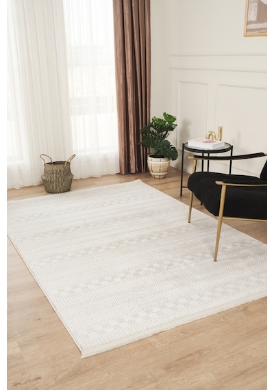 Mariesse Home Jasmine Serisi Bambu Dokulu Modern Sık Dokuma Koridor Kesme Yolluk Dokuma Makine Halısı E503 Krem