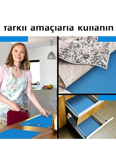 Kaydırmaz Rulo Mat Halı Çekmece Sofra Dolap Kaydırmazı 30x100cm 719208 Belirtilmemiş 60 X 100 Mavi Diğer