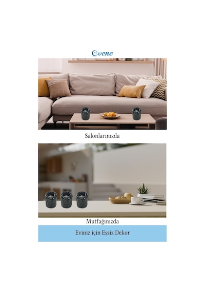 Mumluk Şamdan 3 Adet Tealight Uyumlu Üçlü Orta Erimiş Mum Model - Siyah