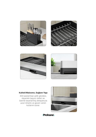 Ayrex Prohane Inox Master Kd200 / Kompakt Genişletilebilir Bulaşıklık / 304 Paslanmaz Çelik / Su Tahliyeli Tezgah Diğer