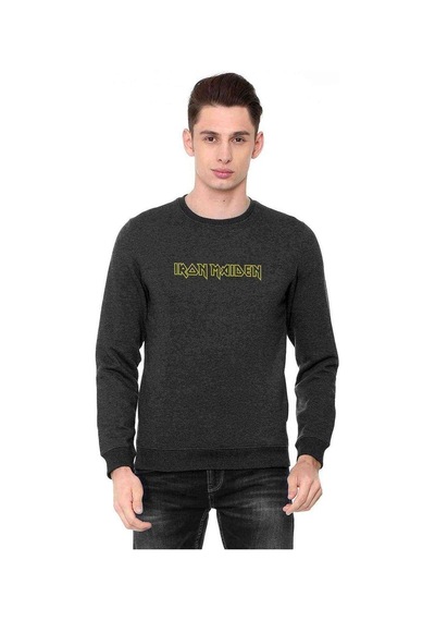 Iron Maiden Fear Baskılı Füme Antrasit Erkek Örme Sweatshirt