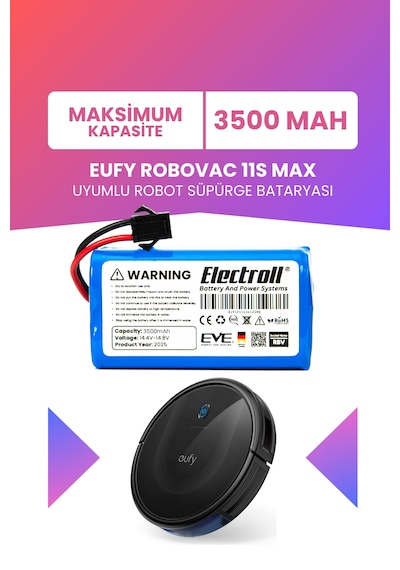 Eufy Robovac 11s Max Uyumlu Batarya Maksimum Kapasite 3500mah