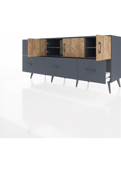 Hyperion Konsol 4 Raflı 4 Çekmeceli 3 Kapaklı 176x44x83 Antrasit-çam/antrasit Çam/antrasit Hyperion Konsol 4 Raflı 4 Çekmeceli 3 Kapaklı 176x44x83 Antrasit-çam/antrasit Çam/antrasit
