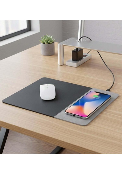 Wireless Şarj Mouse Pad, Gri