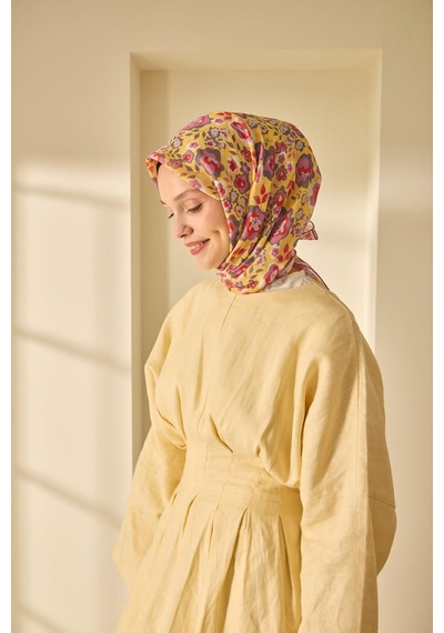 Silk Home Soft Eşarp 73090-24 Sarı, Pembe, Füme, Nar Çiçeği, Taş