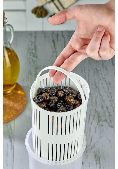 Zeytinlik Ve Turşuluk Saklama Kabı 1,5 Lt Süzgeçli, Contalı Ve Klipsli Kapaklı Saklama Kabı, Hava Ve Sıvı G Diğer