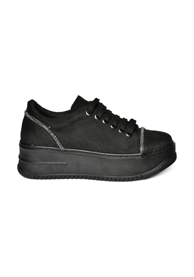 Fox Shoes R274217502 Siyah Süet Kalın Tabanlı Spor Ayakkabı Sneakers Siyah
