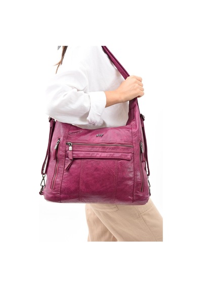 571 Collections Suni Deri Yumuşak Dokumalı Sırt Omuz Çantası Mor Model: 571-11-13b - Mor