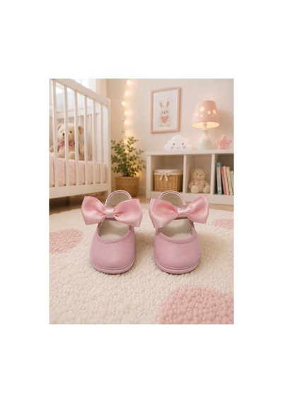My Baby Kumsal % 100 Deri Bebe Babet Ayakkabı Taban Ve İç Astar Tamamen Deriden Üretilmiştir. Pembe Fiyonk Pembe Fiyonk
