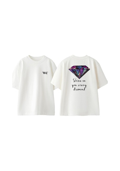 Thewert Pink Floyd Shine On You Tasarım Sırt Baskılı Pamuk Beyaz Oversize T-shirt