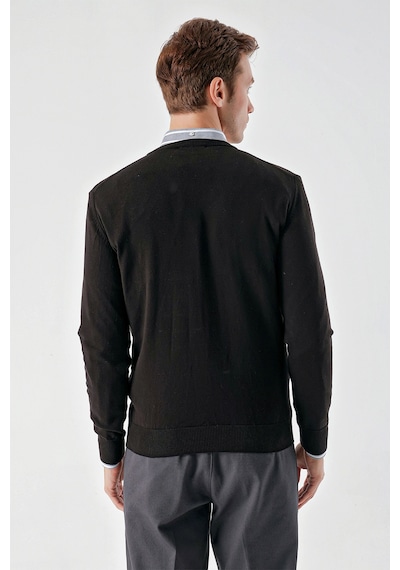 Morven Erkek Siyah Basic V Yaka Dynamic Fit Rahat Kesim Triko 25kc017004001 Siyah