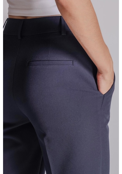 Braccas Kadın Yandan Cepli Fermuar Ve Agraf Kapamalı Slim Fit Pantolon Lacivert Lacivert