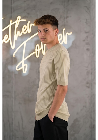 Slimfit Likralı Sıfır Yaka Erkek Triko T-shirt 001