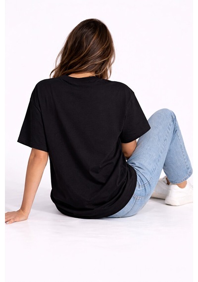 Nevermind The Beast Inside Me Baskılı Unisex Oversize Tişört Siyah Kedi Gra