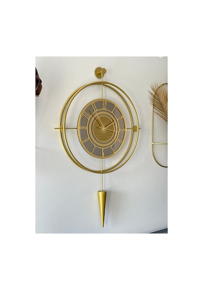 Bronz Aynalı Lavinya Exclusive - Chakra Dizayn - Gerçek Bronz Ayna - Metal Mobilya Duvar Saati Gold