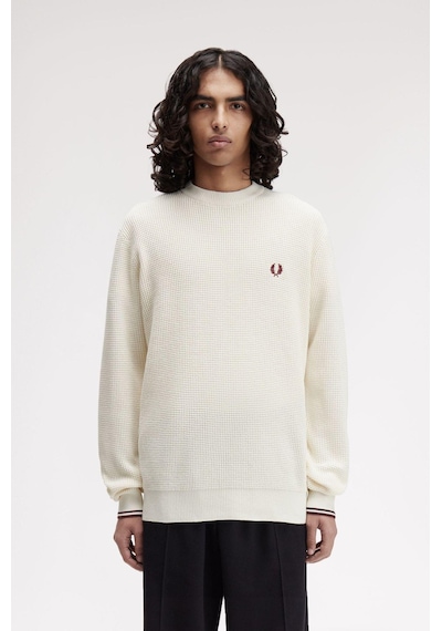 Fred Perry K6507 Waffle Stitch Jumper Erkek Kazak Ekru