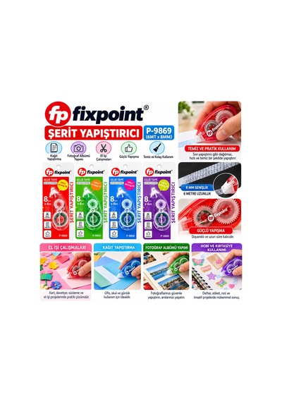 Diyarı Fırsat P-9869 Şerit Tipi Yapıştırıcı 6 M X 8 Mm 24'lü Paket