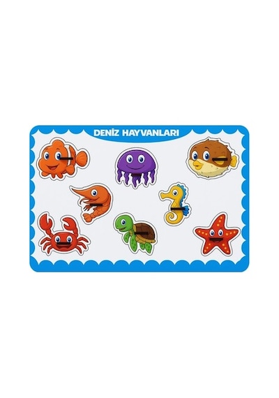 Deniz Hayvanları Temalı 8 Parça Ahşap Puzzle Eğitici