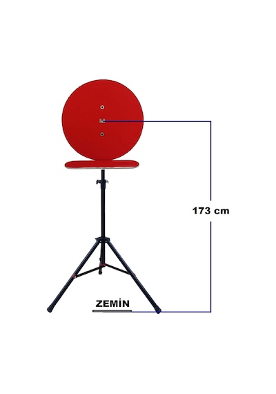 Dartsan TADAR7212K Raf Düzenekli Tripod Ayaklı Dart Arkalık Stand Seti Kırmızı