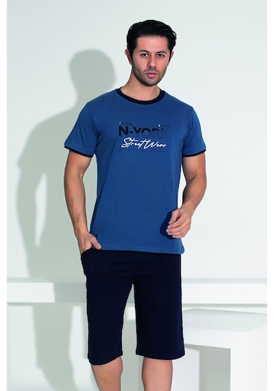 Remsa Erkek Şort Tshirt Pijama Takımı 25258 Lacivert Lacivert