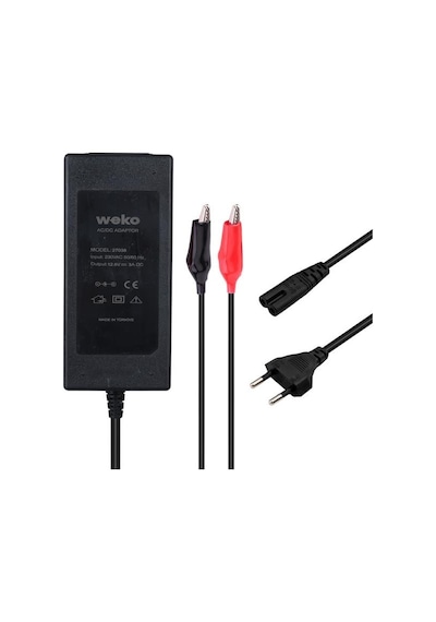 Weko 12.6 Volt - 3 Amper Krokodil Uçlu Ledli Yerli Üretim Masaüstü Şarj Adaptörü