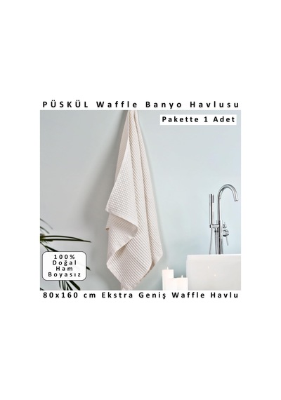 Tr Püskül Lüks Waffle Banyo Havlusu, 80x160 Cm Büyük Boy Havlu Pakette 1-adet Diğer
