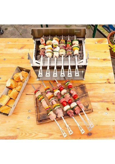 Mangal Şişleri Ve Tutucu Set 10 Parça Fennek 2.0 İçin Paslanmaz Çelik Mangal Aksesuarı Almanya'da Üretilmiştir