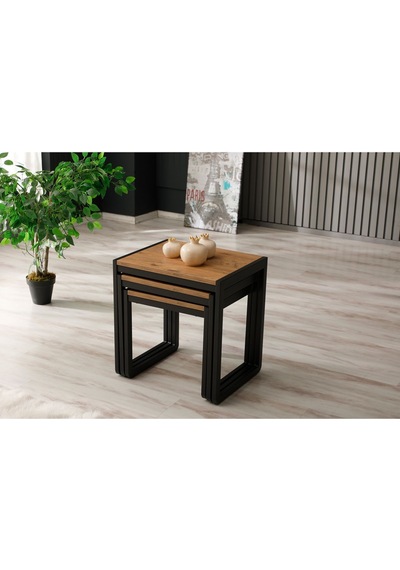 Sehpol Üçlü Zigon Sehpa 50x40x52/45x40x46/40x40x40 Antrasit