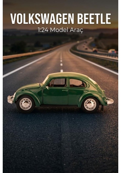 Maisto Lisanslı Volkswagen Beetle Model Araba 1:24 Die Cast Metal Kapıları Açılan Model Araba Yeşil