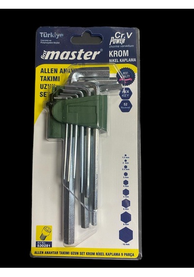 Master Allen Anahtarı Uzun 9 Parça Krom-nikel